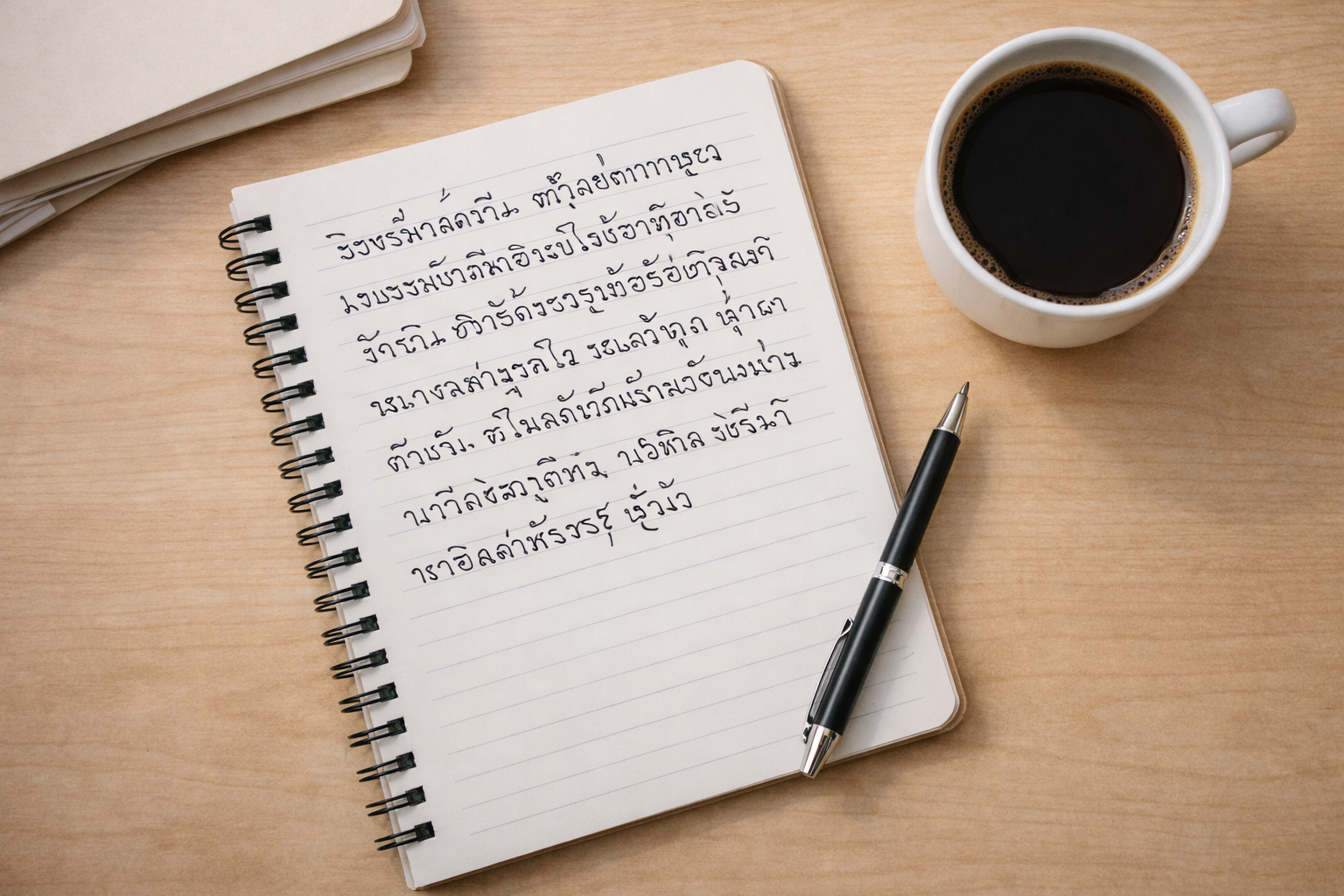 Notebook + Thai script (unreadable)